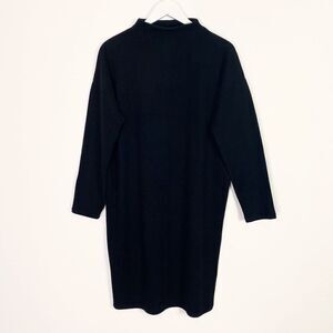 Oak + Fort Noul Black Fleece Oversized High Neck Long Sleeve Dress